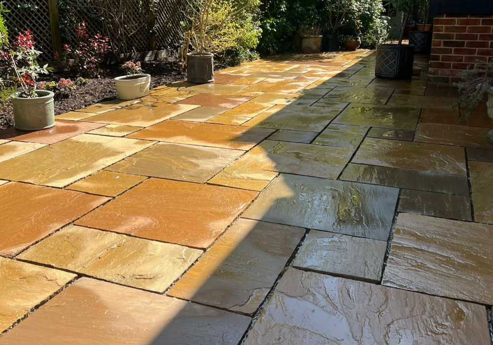 Freshly cleaned patio ready for summer BBQ season in Cambridgeshire